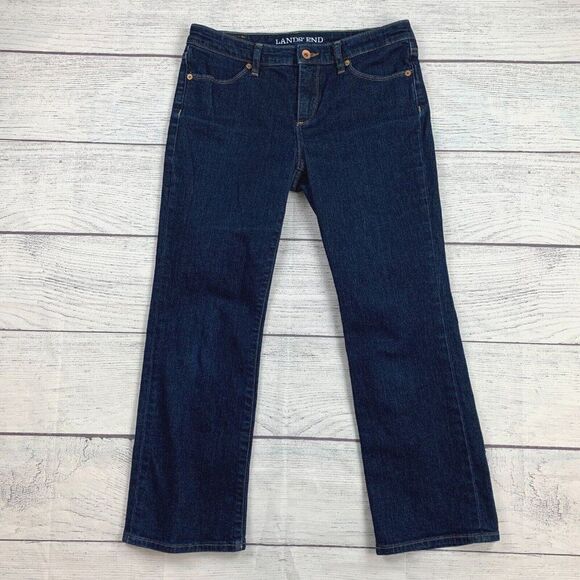 Lands' End Jeans sz 2 Petite Bootcut Dark Wash 25.5" Inseam Short - Picture 1 of 12